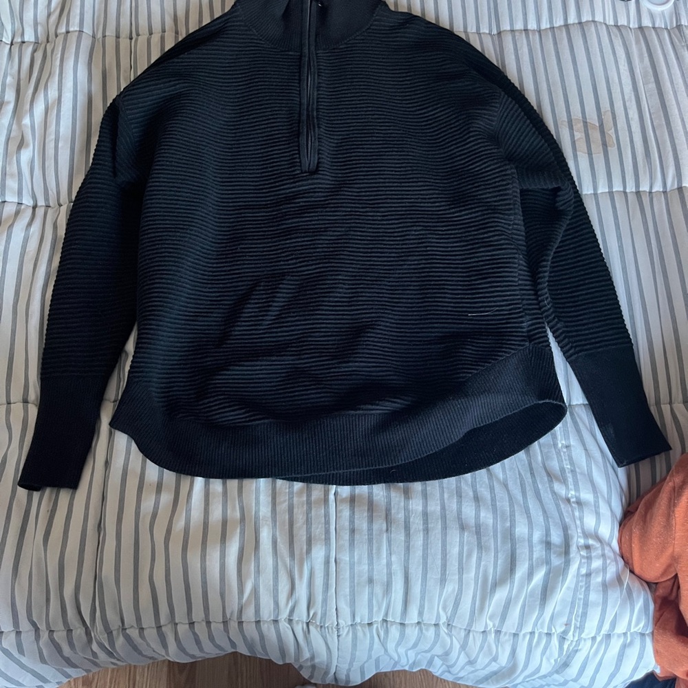 Aerie Black Ribbed Zip-Up Jacket